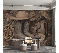 Générique Papier Peint Cowboy Occidental, Motif Papier Peint Intissé Panoramique Far West 450x315 Wallpaper Pour Salon Chambre Deco Murale W52