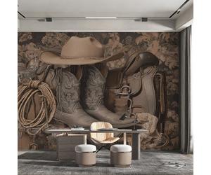 Générique Papier Peint Cowboy Occidental, Motif Papier Peint Intissé Panoramique Far West 450x315 Wallpaper Pour Salon Chambre Deco Murale W52