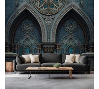Générique Papier Peint Effet 3D Architecture Gothique Photo Peintures, Mur De Pierre Fantastique Murales Salon Tv Canapé Thème Hôtel De Luxe Couloir Fond Mur Peinture Décor À La Maison 300 x 210 cm