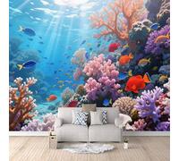 Générique Papier Peint Enfant Poissons Colorés Et Coraux, Papier Peint 3D Monde Sous-Marin Coloréinspiration Design Français Effet Visuel Impressionnant Cache Les Imperfections Du Mur 500X280cm