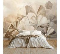 Générique Papier Peint Feuille De Ginkgo Abstraite Papier Peint Panoramique Mural 350x256 cm Affiche Géante Décoration pour Salon Chambre Chambre D'Enfant Décoration Murale, Beige