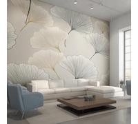 Générique Papier Peint Feuille de Ginkgo, Motif Papier Peint Intissé Panoramique Feuilles Plante Moderne 300x210 Wallpaper Pour Salon Chambre Deco Murale W&94