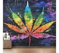 Générique Papier Peint Feuille de Marijuana Papier Peint Panoramique Graffiti Cannabis Street Art Papiers Peints Intissé Fresque Murale, Decoration Chambre Salon Wallpaper, 400 x 280 cm GI&3