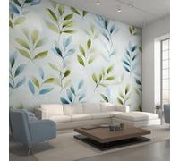 Générique Papier Peint Feuille Plante, Motif Papier Peint Intissé Panoramique Feuilles Aquarelle 250x175 Wallpaper Pour Salon Chambre Deco Murale W&85