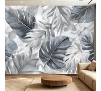 Générique Papier Peint Feuilles botaniques modernes pour Salon et Chambre, 300 x 210(WxH) Papier Peint Panoramique,Gris Fresque Murale, Solution de Décoration Créative pour Transformer vos Murs