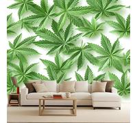 Générique Papier Peint Feuilles Cannabis 250 x 175 CM, 3D Plante Photo Geant Mural, Salon Non Tissé Papiers Peints, Chambre étanche à l'eau Mat lmage Muraux Poster, Personnalisable Wallpaper