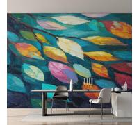 Générique Papier Peint Feuilles Papier Peint Panoramique Botanique Peinture à l'Huile Papiers Peints Intissé Fresque Murale, Decoration Chambre Salon Wallpaper, 450 x 260 cm LI&E5