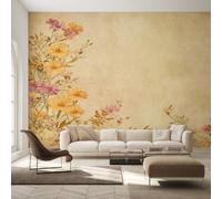 Générique Papier Peint Fleur Sauvage Papier Peint Panoramique Marguerite Floral Minimaliste Papiers Peints Intissé Fresque Murale, Decoration Chambre Salon Wallpaper, 100 x 70 cm OV&-1