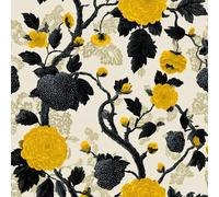 Générique Papier peint Fleuri Jaunes épais mat 44x200 cm à décoller et à coller Rétro Plantes papier de contact autocollant en plastique avec dos adhésif couverture de plan de travail table