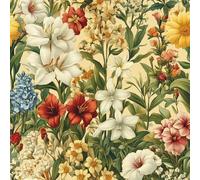 Générique Papier peint Fleuri Plantes épais mat 44x300 cm à décoller et à coller Peint Vintage Fleuri papier de contact autocollant en plastique avec dos adhésif couverture de plan de travail table