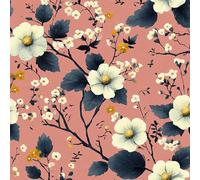 Générique Papier peint Fleurs Blanches épais mat 44x300 cm à décoller et à coller Rétro Plantes papier de contact autocollant en plastique avec dos adhésif couverture de plan de travail table