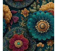 Générique Papier peint Fleurs Bleues épais mat 44x200 cm à décoller et à coller Rétro Plantes papier de contact autocollant en plastique avec dos adhésif couverture de plan de travail table