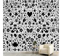 Générique Papier Peint Fleurs Nœud Papillon Forme Cœur 250x175cm Poster Mural 3D, Vintage Papier Découpé Murale, Papier Peint Intissé Fresque pour Salon, chambre et cuisine