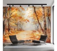 Générique Papier Peint Forêt d'Automne, Motif Papier Peint Intissé Panoramique Forêt d'Automne Chemin Forestier 250x175 Wallpaper Pour Salon Chambre Deco Murale W11