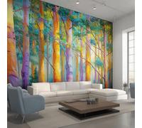 Générique Papier Peint Forêt Papier Peint Panoramique Aquarelle Arbres Papiers Peints Intissé Fresque Murale, Decoration Chambre Salon Wallpaper, 450 x 315 cm CY-51
