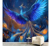 Générique Papier Peint Forêt Phénix Feuille Or 300x210cm Poster Geant Mural 3D, Féerique Murale, Papier Peint Intissé Fresque pour Salon, chambre et cuisine
