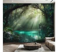 Générique Papier Peint Forêt Tropicale Papier Peint Panoramique Window View Papiers Peints Intissé Fresque Murale, Decoration Chambre Salon Wallpaper, 300 x 210 cm CI-63