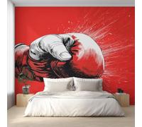 Générique Papier Peint Gants de Boxe Rouge Intissé, 366 x 254 (L x H) | Papier Peint Panoramique Match de Boxe, Motif Thème Sport Décoration Murale, Papiers Peints pour Salon Chambre saf-26