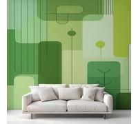 Générique Papier Peint Géométrique Papier Peint Panoramique Abstrait Moderne du Milieu du Siècle Papiers Peints Intissé Fresque Murale, Decoration Chambre Salon, 250 x 175 cm DD&CUQ