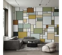 Générique Papier Peint Géométrique Papier Peint Panoramique Mondrian Moderne Abstrait Papiers Peints Intissé Fresque Murale, Decoration Chambre Salon Wallpaper, 400 x 280 cm 3&-1L