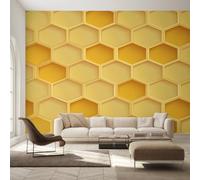 Générique Papier Peint Géométrique Papier Peint Panoramique Rayon de Miel Hexagone Abstrait Jaune Papiers Peints Intissé Fresque Murale, Decoration Chambre Salon Wallpaper, 400 x 280 cm OV&-1
