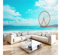 Générique Papier Peint Grande Roue En Bord De Mer Plage 3D Panoramique intissé Murale Papier Peint xxl Fresque Murale Moderne Peinture Murale Décorative pour Salon Chambre 200x140 9yf0