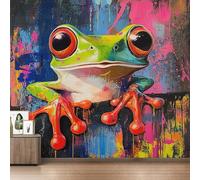 Générique Papier Peint Grenouille Papier Peint Panoramique Animal Graffiti Street Art Papiers Peints Intissé Fresque Murale, Decoration Chambre Salon Wallpaper, 366 x 254 cm B0&H5