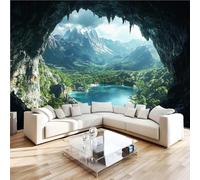 Générique Papier Peint Grottes Royaumes Cachés 3D Panoramique intissé Murale Lacs Paysages Papier Peint xxl Fresque Murale Moderne Peinture Murale Décorative pour Salon Chambre 400x280 11yf33