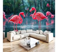 Générique Papier Peint Grue à Couronne Rouge Animal Lac 3D Panoramique intissé Murale Papier Peint xxl Fresque Murale Moderne Peinture Murale Décorative pour Salon Chambre 250x175 7yf190