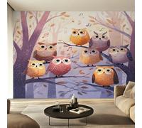 Générique Papier Peint Hibou, Motif Papier Peint Intissé Panoramique Animaux Mignon 350x256 Wallpaper Pour Salon Chambre Deco Murale W47