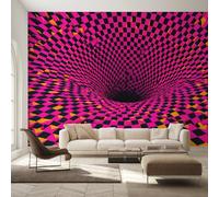 Générique Papier Peint Illusion d'Optique Papier Peint Panoramique Géométrique Mosaïque À Carreaux Papiers Peints Intissé Fresque Murale, Decoration Chambre Salon Wallpaper, 400 x 280 cm 9JD&0