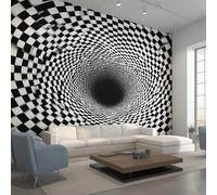 Générique Papier Peint Illusion d'Optique Papier Peint Panoramique Geometrique Noir et Blanc Papiers Peints Intissé Fresque Murale, Decoration Chambre Salon Wallpaper, 300 x 210 cm C&15