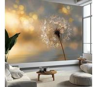 Générique Papier Peint Impression Abstrait Minimaliste Pissenlits, Papier Peint Intissé Panoramique Jaune Gris Décoration Murale Pour Salon Chambre Chambre D'Enfant 200 x 140 cm (L x H)