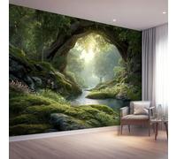 Générique Papier Peint Imprimé Fantaisie Forêt Secrète Mousse, Vert Peint Panoramique Décoration Murale Intissé - 200 x 140 cm（WxH pour salon adulte chambre d'Enfants restaurant décoration