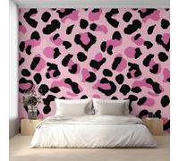 Générique Papier Peint Imprimé Léopard Noir et Rose 200X140cm, Papier Peint Intissé Imprimé Animalier Guépard Salon Chambre Panoramique Decoration, Fresque Murale Décoration Murale D31