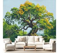Générique Papier Peint Inspiré de la Chine, Minimaliste, Chaleureux Papier Peint Panoramique Arbres, Vert, Plantes Pour Salon Chambre Géant Salon, Pour Salon Chambre Décoration Murale