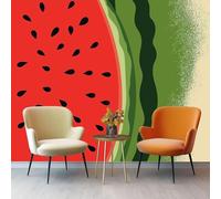 Générique Papier Peint Intissé 150 x 105 cm - Minimalisme Fruits Pastèque Panoramique Fresque Murale, Rouge Vert Mural Papier Peint pour Salon Chambre D'enfants Fond Tv Décoration Poster