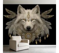 Générique Papier Peint Intissé 250 x 175 cm Ethnicité Animal Loup Papier Peint Panoramique Tableaux Muraux Tapisserie Photo Décoration Murale Salon Chambre D'Enfants et Restaurant, Noir