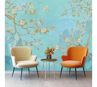 Générique Papier Peint Intissé 250 x 175 cm - Traditionnel Peinture De Paysage Chinoise Panoramique Fresque Murale, Bleu-Vert Mural Papier Peint pour Salon Chambre D'enfants Fond Tv Décoration Poster