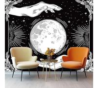 Générique Papier Peint Intissé 300 x 210 cm - Rétro Galaxie Cartes De Tarot Panoramique Fresque Murale, Noir Blanc Mural Papier Peint pour Salon Chambre D'enfants Fond Tv Décoration Poster