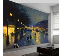 Générique Papier Peint Intissé 300 x 210 cm Ville Paysage Scène Rue Parisienne Papier Peint Panoramique Tableaux Muraux Tapisserie Photo Décoration Murale Salon Chambre D'Enfants et Restaurant, Bleu