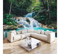 Générique Papier Peint Intissé 350 x 256 cm - Panoramique Image Paysage Naturel Jungle Cascade Maison Chambre Déco Photo Murale Décorative Tenture Murale pour Appartement Décoration Salon