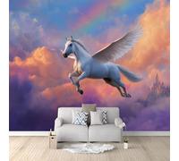 Générique Papier Peint Intissé 3D Fantaisie Licornes Nuages 350x256 cm Papier Peint Poster Tableaux Photo Muraux Panoramique Moderne, Pour Salon Chambre Chambre D'Enfant Décor Murale
