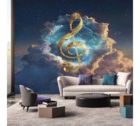 Générique Papier Peint Intissé 3D Notes de Musique Nébuleuse - Papier Peint Panoramique pour Salon, Chambre, Grandes Poster Décor pour Fond TV, Photo Mural 100 x 70 cm ssB156