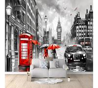 Générique Papier Peint Intissé 3D Scène De Rue Rétro De Londres 250x175 cm Papier Peint Mural Poster Tableaux Muraux Tapisserie Photo, Chambre D'enfants Mural Personnalisé pour Salon Chambre Décor