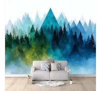 Générique Papier Peint Intissé 400 x 280 cm Forêt De Nuages Pins Décoration Murale Panoramique, Peinture À L’Aquarelle Facile à Nettoyer Papier Peint Panoramique Pour Salon Couloir Bureau