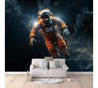 Générique Papier Peint Intissé Astronaute, 3D Panoramique Murale Étoiles nébuleuses 300x210cm Décoration murale rapide DIY fresque murale créative tête de lit chambre salon facile à appliquer