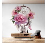 Générique Papier Peint Intissé Attrape-Rêves, Papier Peint Panoramique Rose Fleurs pour Salon Chambre Bureau Couloir, Décoration Murale, 366 x 254 cm (L x H) Y&W91