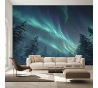 Générique Papier Peint Intissé Aurores Boréales, Papier Peint Panoramique Paysage Aurore Boréale pour Salon Chambre Bureau Couloir, Décoration Murale, 396 x 280 cm (L x H) Y&W36