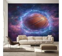 Générique Papier Peint Intissé Basketball Éclair, Papier Peint Panoramique Basket-Ball Spatial Sportif pour Salon Chambre Bureau Couloir, Décoration Murale, 350 x 256 cm (L x H) Y&W45